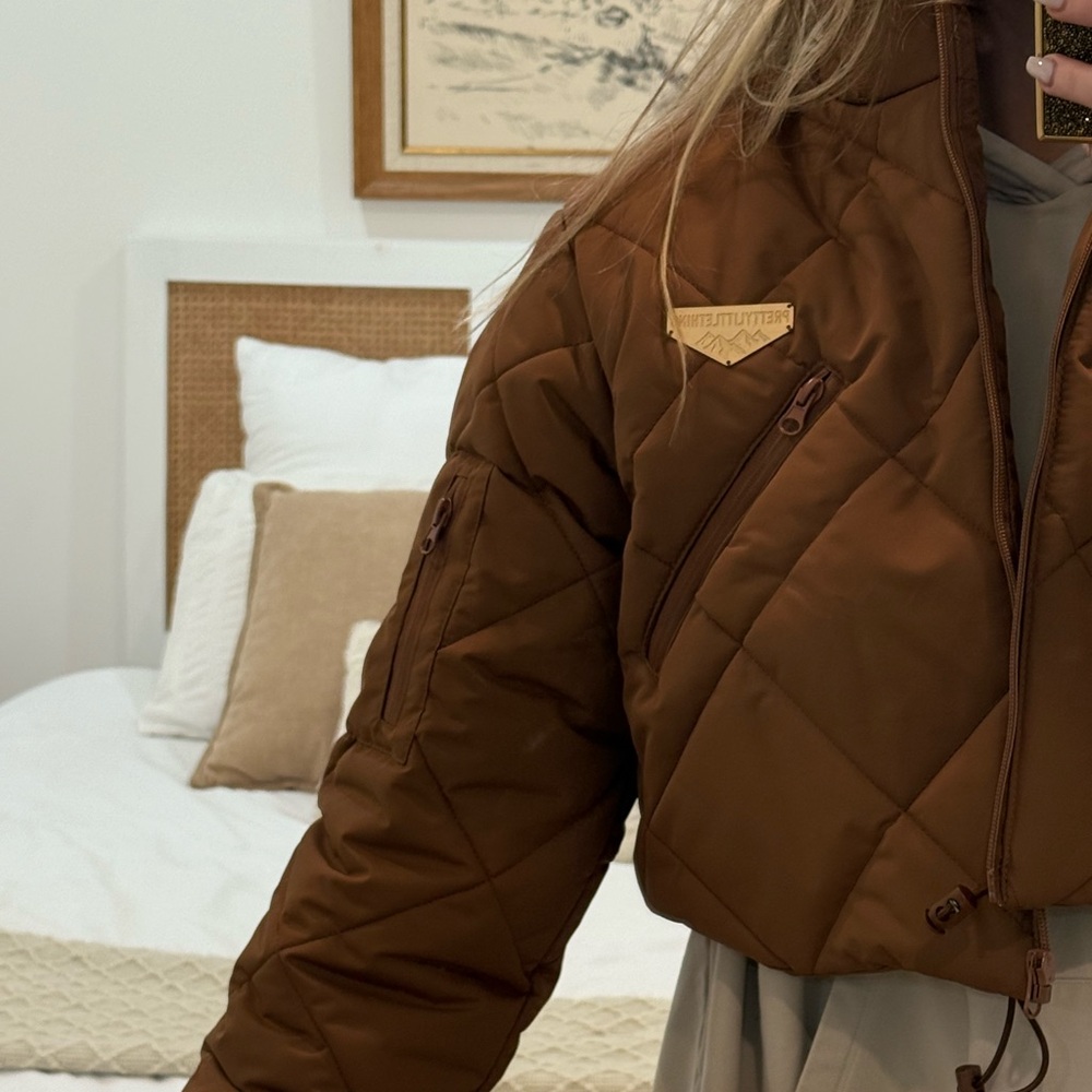 Brown Quilted Cropped Jacket